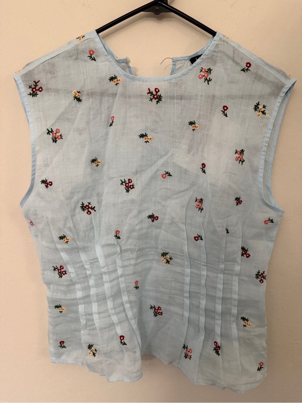 JCREW Pintuck shell top in ramie with embroidered florals Size 4 CT109 NWT - Picture 5 of 14
